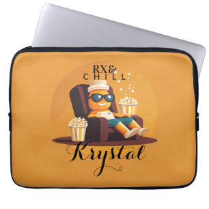 Rx & Chill Funny Pharmacy Tech Names Laptop Sleeve