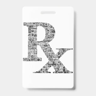 Rx pharmacy apothecary vintage ads badge ID badge