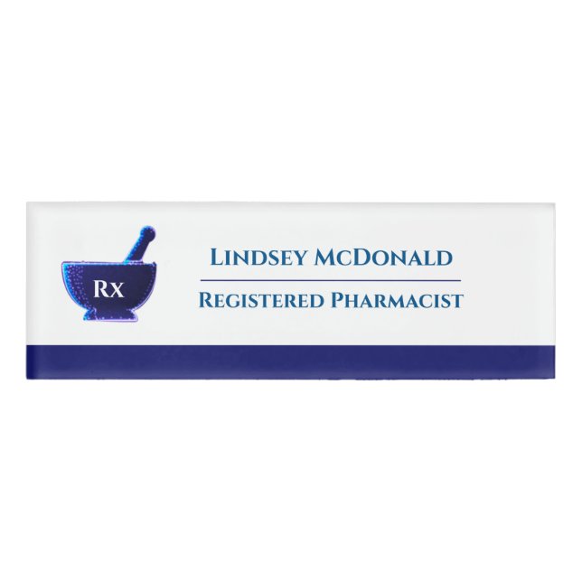 RX Pharmacy Logo  Pharmacist Medical Name Tag (Front)