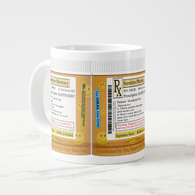 RX Prescription for Happiness Large Coffee Mug (Front Left)