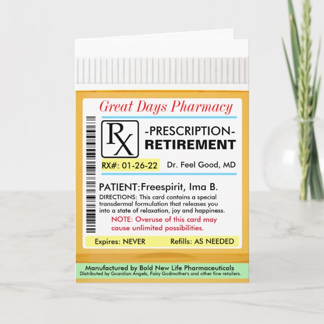 RX Prescription for Retirement Card (Front)