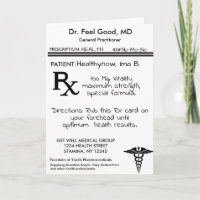 RX Prescription Pad Funny Get Well Card