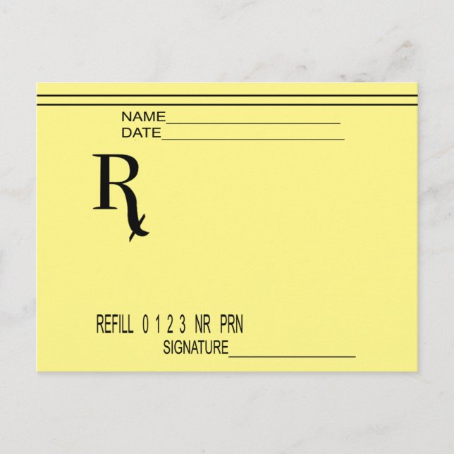 Rx Prescription Pad - Write Your Own Prescription! Postcard (Front)