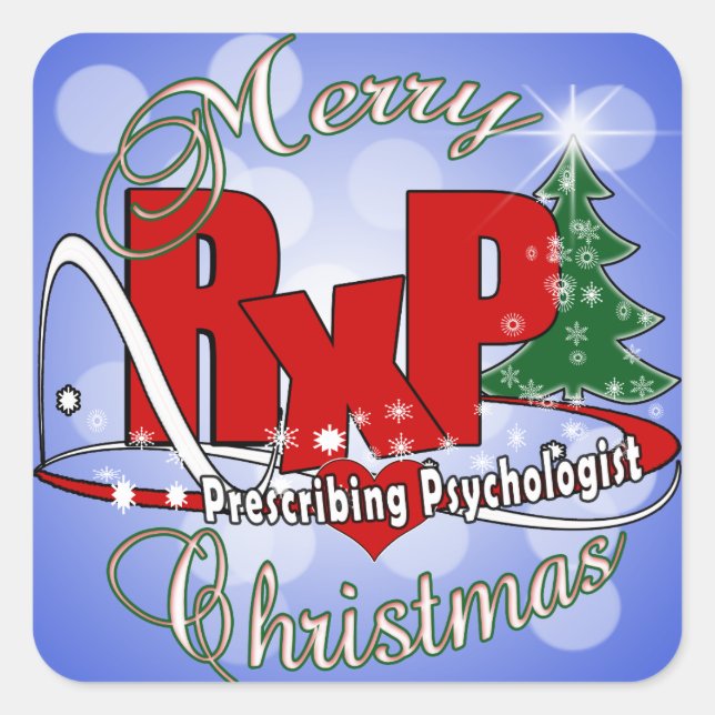 RxP Christmas Prescribing Psychologist. Square Sticker (Front)