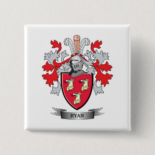 Ryan Coat of Arms 15 Cm Square Badge