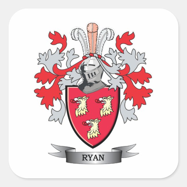 Ryan Coat of Arms Square Sticker (Front)