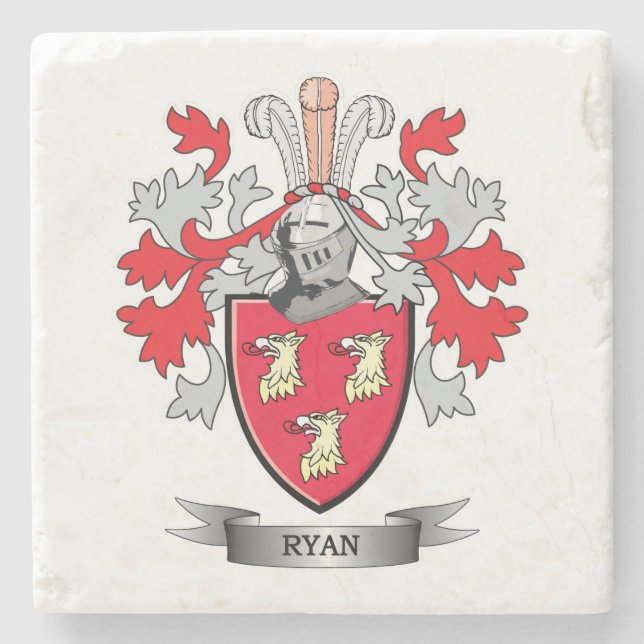 Ryan Coat of Arms Stone Coaster (Front)