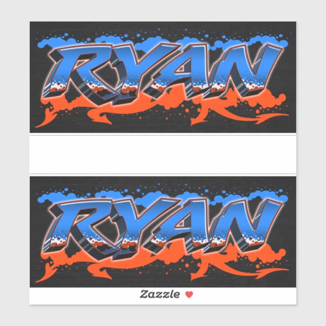 Ryan First Name Graffiti Sticker (Sheet)