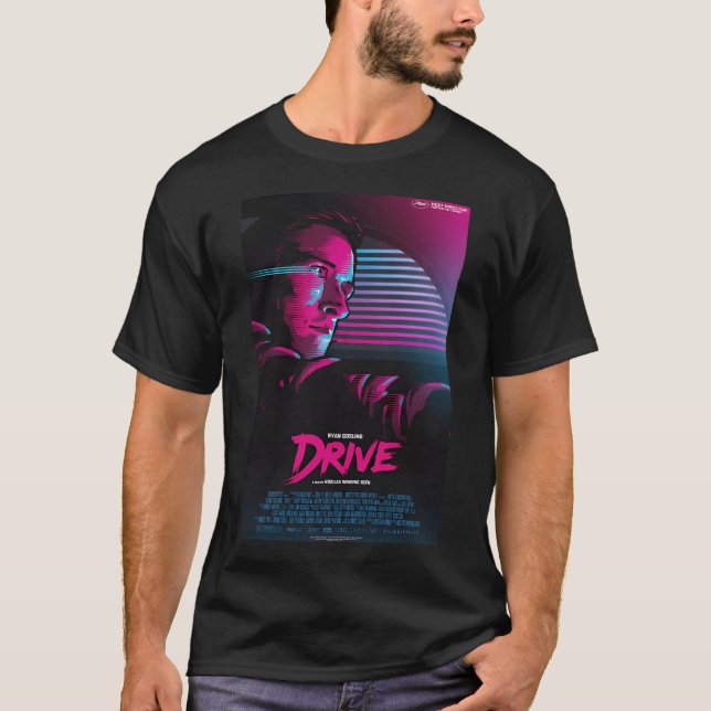 Ryan Gosling Drive Retro Movie Poster T-Shirt (Front)