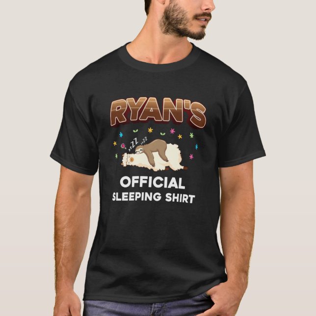Ryan Name Sleeping  Sleep Personalized Pajama T-Shirt (Front)