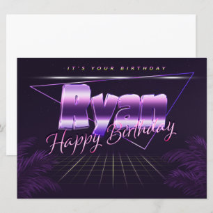 Ryan Name Vorname lila retro Karte Geburtstag Card