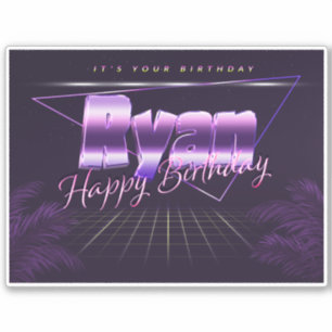 Ryan Name Vorname lila retro Sticker Geburtstag
