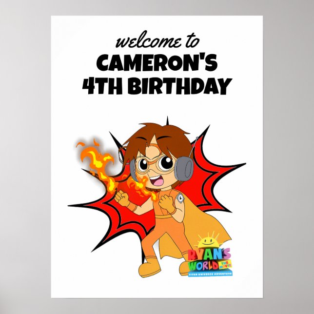 Ryan's World Birthday Welcome  Poster (Front)