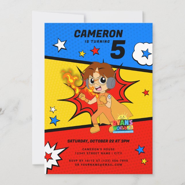Ryan's World Comic Birthday Invitation (Front)