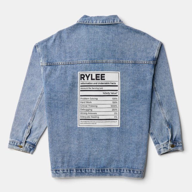 Rylee Nutrition Information Problem Solving Hard W Denim Jacket (Back)