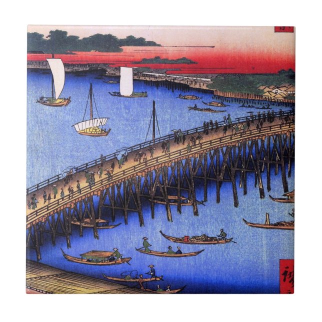 Ryōgoku Bridge and the Great Riverbank (両国橋大川ばた) Tile (Front)
