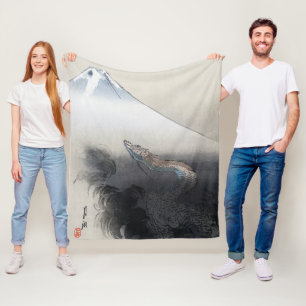 Ryu Shoten: Ascending Dragon over Fuji, Japan Fleece Blanket
