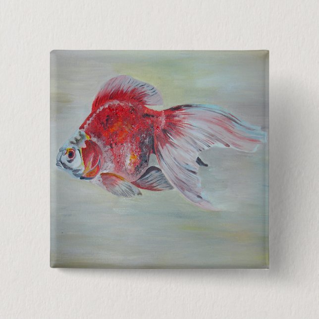 Ryukin Goldfish 15 Cm Square Badge (Front)