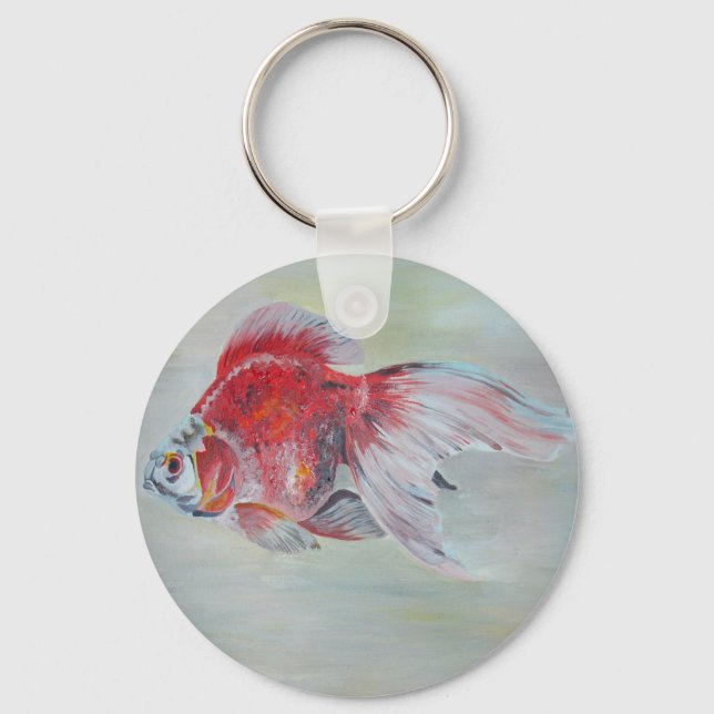 Ryukin Goldfish Acrylic Painting Key Ring (Front)