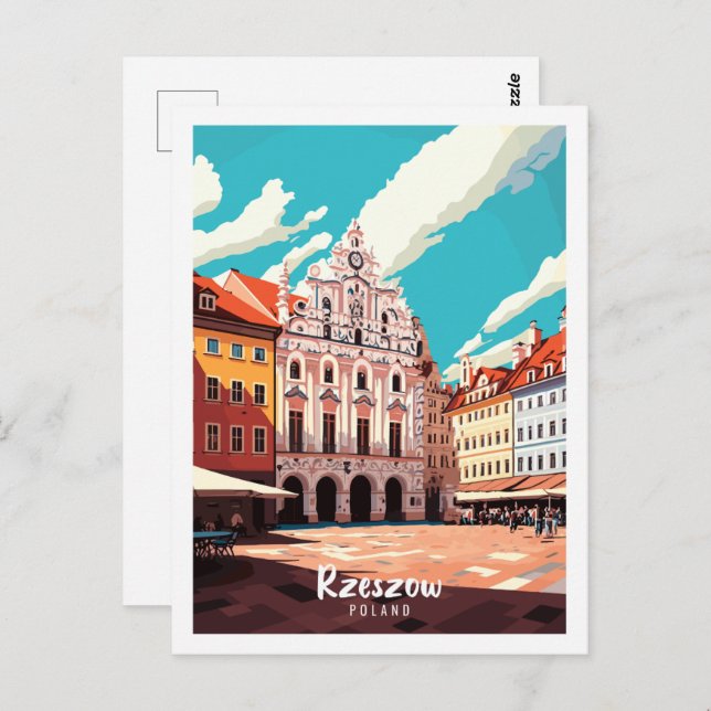 Rzeszow Poland vintage travel place illustration Postcard (Front/Back)