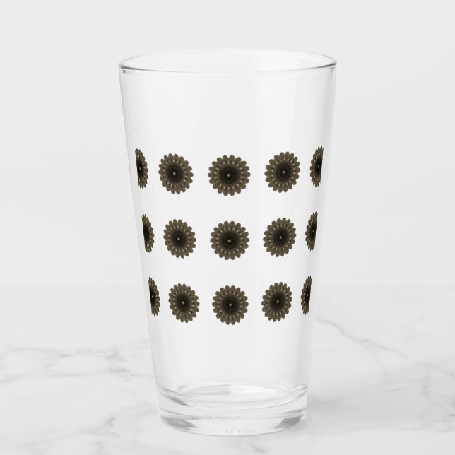 RZglass cup rose like kaleidoscope art,blak,golden (Front)