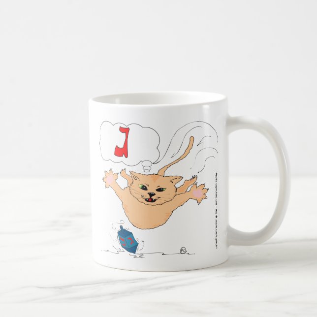 s10 Cat pouncing on Hanukkah Dradle (gimel) Coffee Mug (Right)
