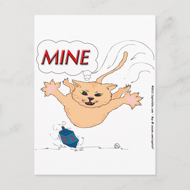 s11 Cat Pouncing on Hanukkah Dradle Holiday Postcard (Front)