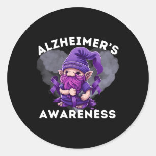 S Awareness Gnomes Heimer Gnome Purple Ribbon Classic Round Sticker