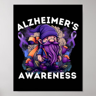 S Awareness Month T Heimer Gnomes Purple Ribbon Poster