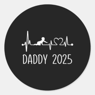 S Daddy Est 2025 Frequency Pulse New Daddy To Be Classic Round Sticker