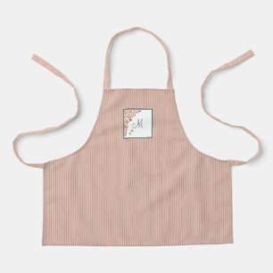 S Dust Peach Stripe Terracotta Butterfly Monogram Apron