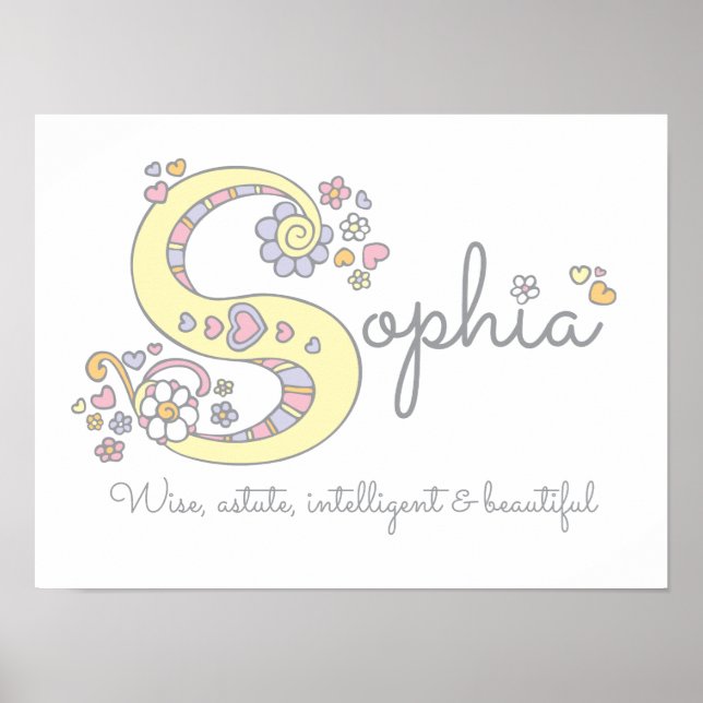 S for Sophia monogram letter art name meaning Poster (Front)