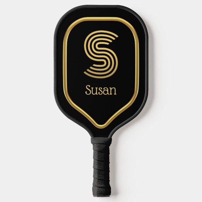 S Gold Initial Pickleball Paddle (Front)