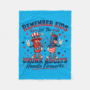 S Handle Fireworks Patriotic Men Women Graphic Fleece Blanket