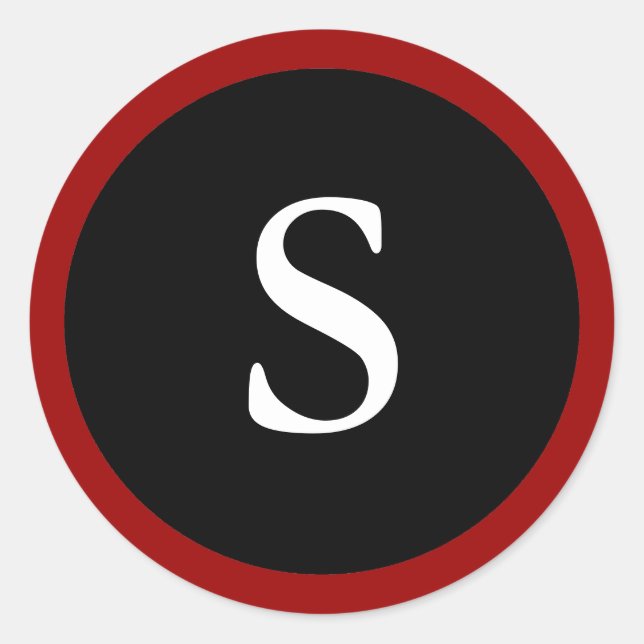 S : Initial S Letter S  Red, White & Black Sticker (Front)