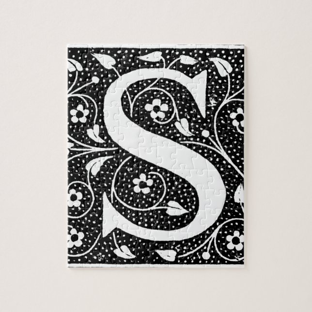 S initial vintage floral jigsaw puzzle (Vertical)