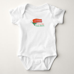S is for SALMON Alaskan Fish Seafood Letter ABCs Baby Bodysuit