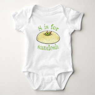 S IS FOR Sandesh Bengal Indian Sweet Mithai Baby Bodysuit