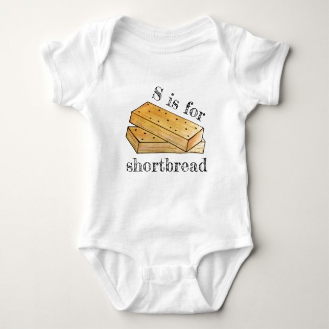 S IS FOR Scottish Shortbread Biscuits British Food Baby Bodysuit (Front)