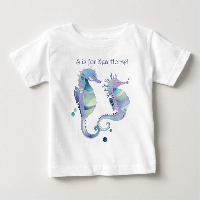 S is for Sea Horse Cute Baby T-Shirt (Front)