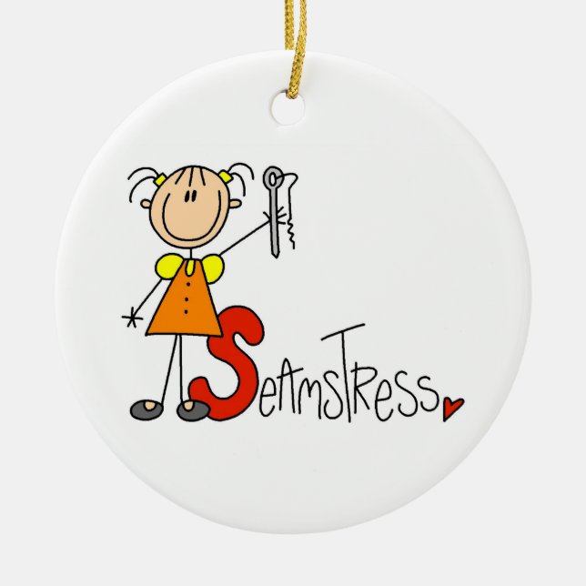 S is for Seamstress Ceramic Tree Decoration (Front)