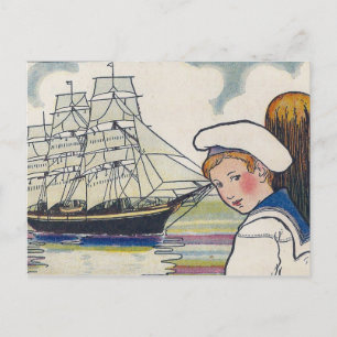 S is for ship postcard