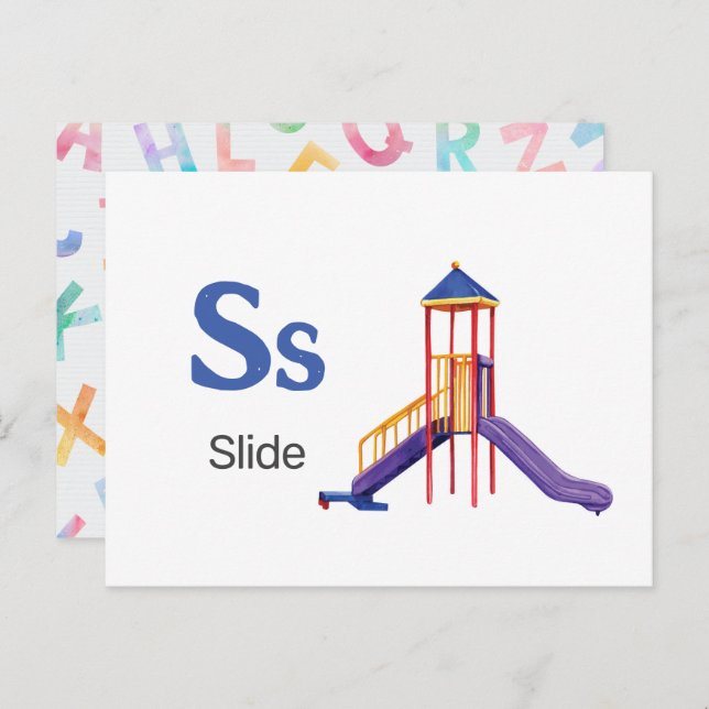 S is for Slide - Alphabet Flash Card (Front/Back)