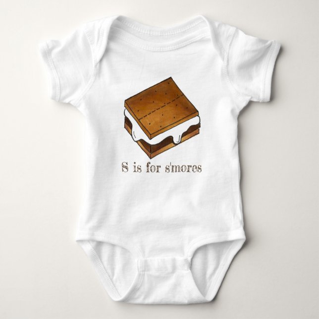 S is for S'mores Campfire Smores Letter S Alphabet Baby Bodysuit (Front)