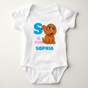 S is for Snuffleupagus   Add Your Name Baby Bodysuit
