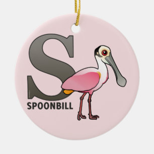 S is for Spoonbill Ceramic Tree Decoration
