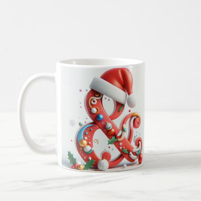 S letter design Christmas Mug Festive  Design (Left)