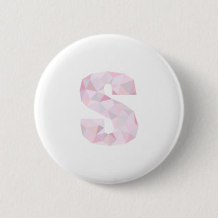 S - Low Poly Triangles - Neutral Pink Purple Grey 6 Cm Round Badge