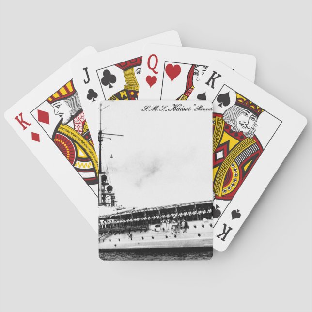 S.M.S. Kaiser Parade vor S.M. dem_War Image Playing Cards (Back)