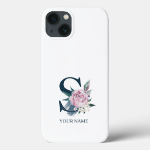 S Monogram Floral Personalised iPhone 13 Case
